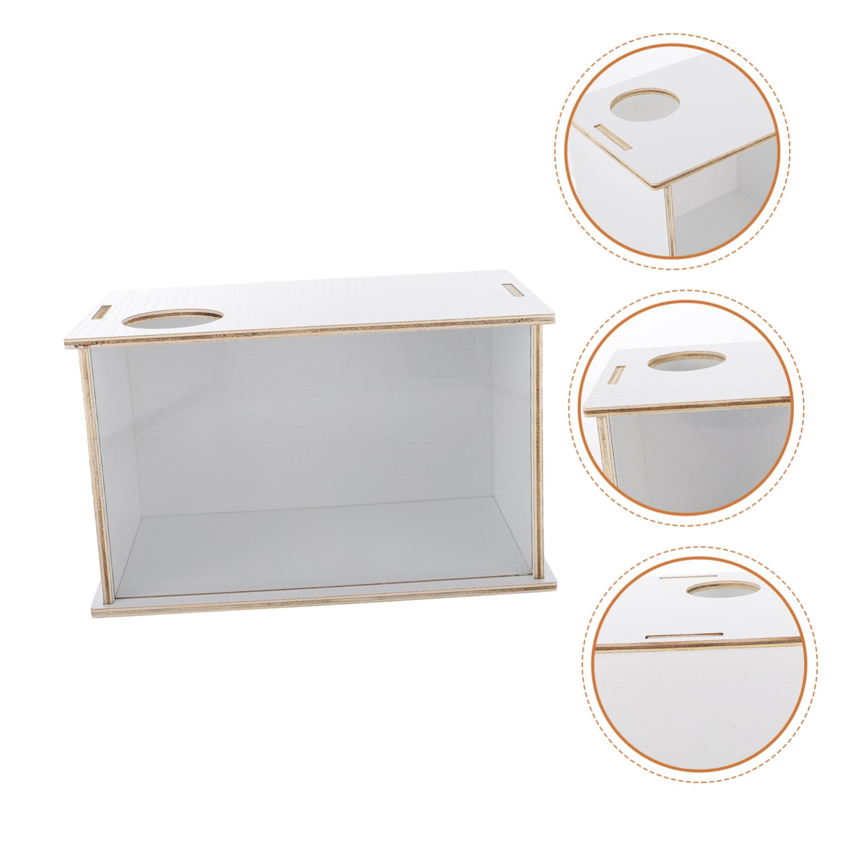 Hamsterbadewanne Sicher und Praktisch Multifunktions aus Acryl und Holz Dekorative Weiße Sandbadebox für Meerschweinchen und Kleintiere im Haushalt