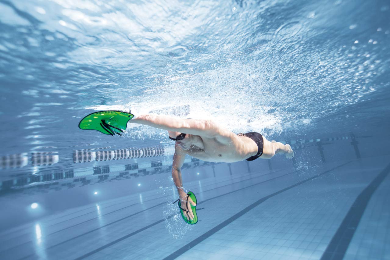 Arena Powerfin - Aletas de Buceo, Negro/Plateado, 41-42 & Vortex Evolution Palas de Mano para Natación, Unisex, Plata (Silver/Black), M