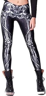 【J's select】パンク ロック メタル 柄 レギンス ブラック スカル ボーン 骨 (ボーン)