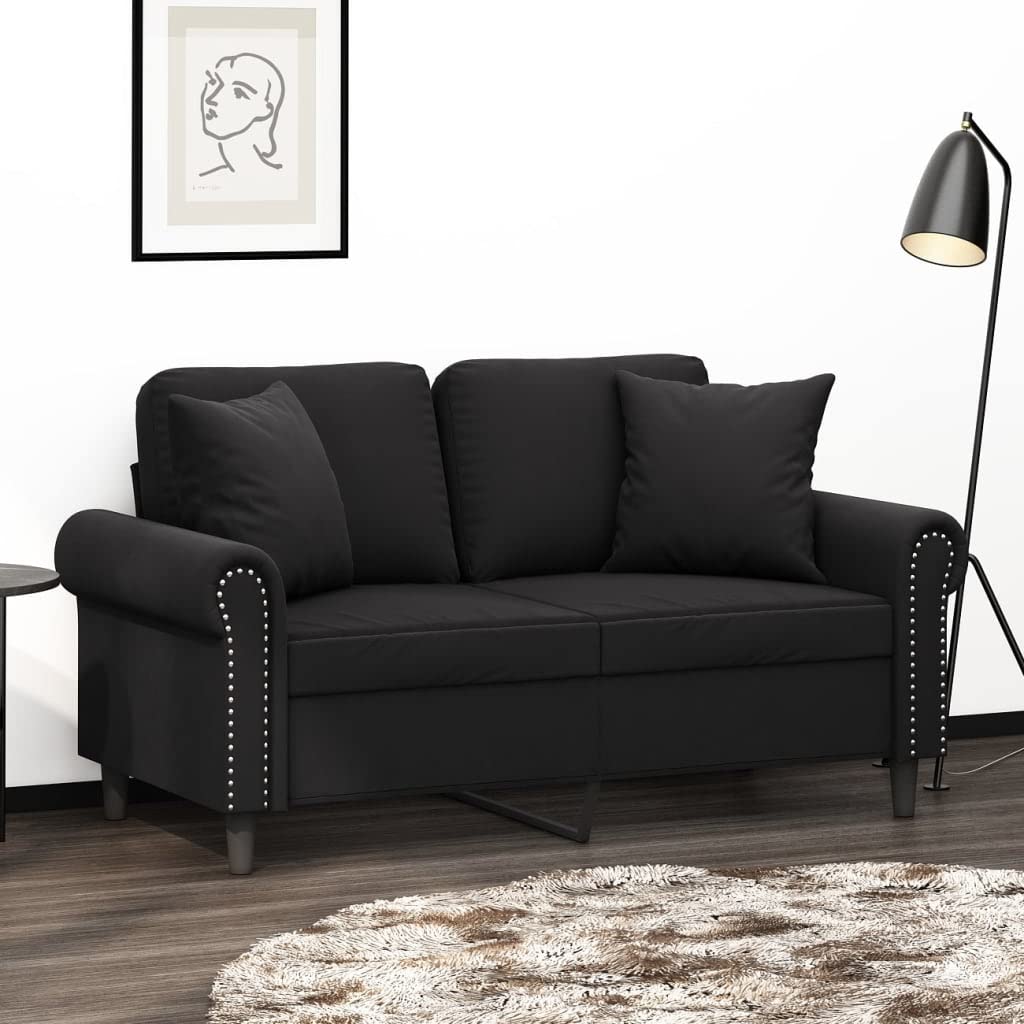 Zierkissen 2 Stk Schwarz 40x40 cm Samt Sofakissen mit Füllung aus PP-Baumwolle, Dekokissen für Wohnzimmer Schlafzimmer, Couch Kuschelkissen mit Bezug, Waschbar, Modern Boho Landhaus Stil