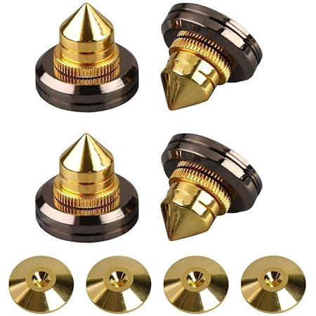 Amazon Co Jp Flushbay 4個セット インシュレーター スパイク 金属製 スピーカー スパイク受け 高さ 調整可能 インシュレーター スピーカー用 オーディオ 音質 向上 ゴールド 家電 カメラ