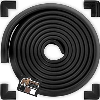 GORILLA GRIPBaby Bumpers for Furniture, Kid Proofing Adhesive Corner Edge Protectors, Heavy Duty Soft Rubber Foam Protection, Includes 8 Protective Safety Guards, 18 Feet, Black