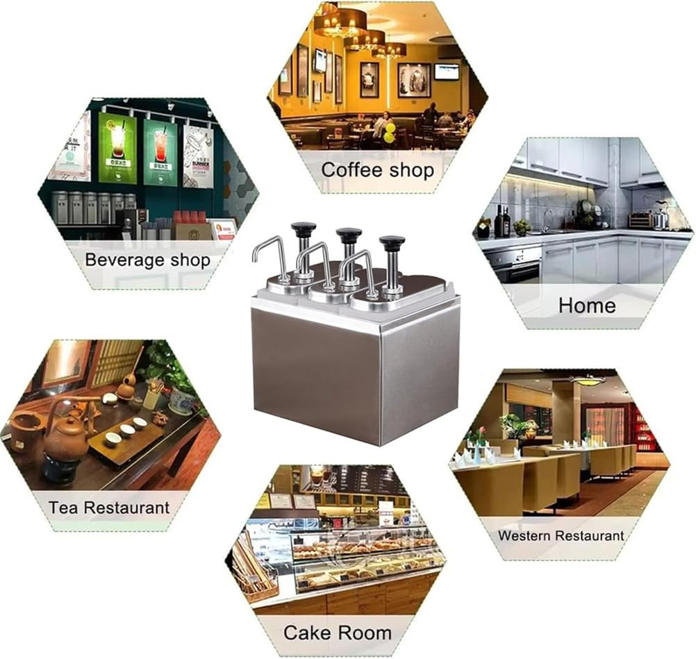 Estación de bombeo de condimentos de 4 cabezales, dispensador de salsa de acero inoxidable para jarabe de mostaza, botella de prensa manual para cocina, hogar, leche, tienda de té