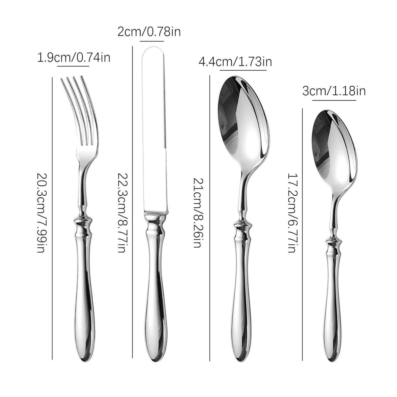 Set De Cubiertos Acero Inoxidable Cuchillo Para Filetes, Tenedor Y Cuchara | Set Vajilla Cocina y Mesa Para Cena Boda Camping Restaurante Aire Libre Viaje Ensalada Bistec Postre Sopa