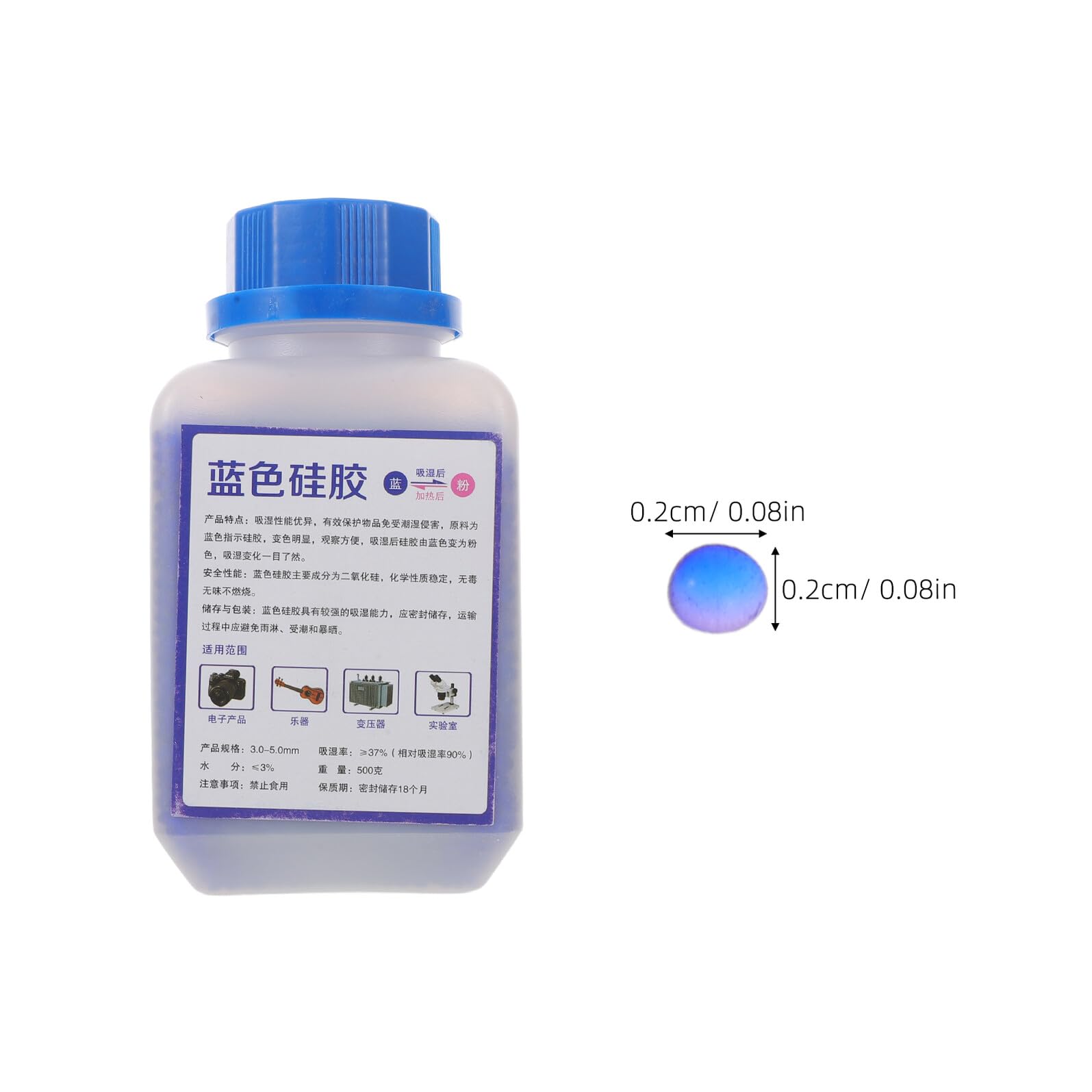 Desecante de Sílice Reutilizable 2 Botellas 500g, Azul | Perlas Indicadoras, Absorción de Humedad, para Electrónica y Material de Laboratorio