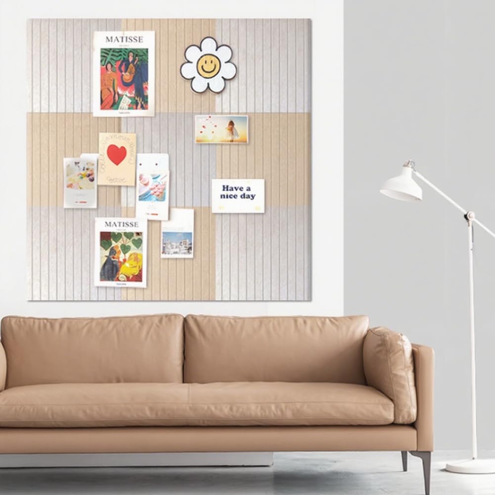 Juego de 9 tablones de anuncios autoadhesivos de Fieltro con chinchetas, Tablero de Corcho para Fijar Fotos, Notas, recordatorios, horarios, imágenes Decorativas para Pared (E)