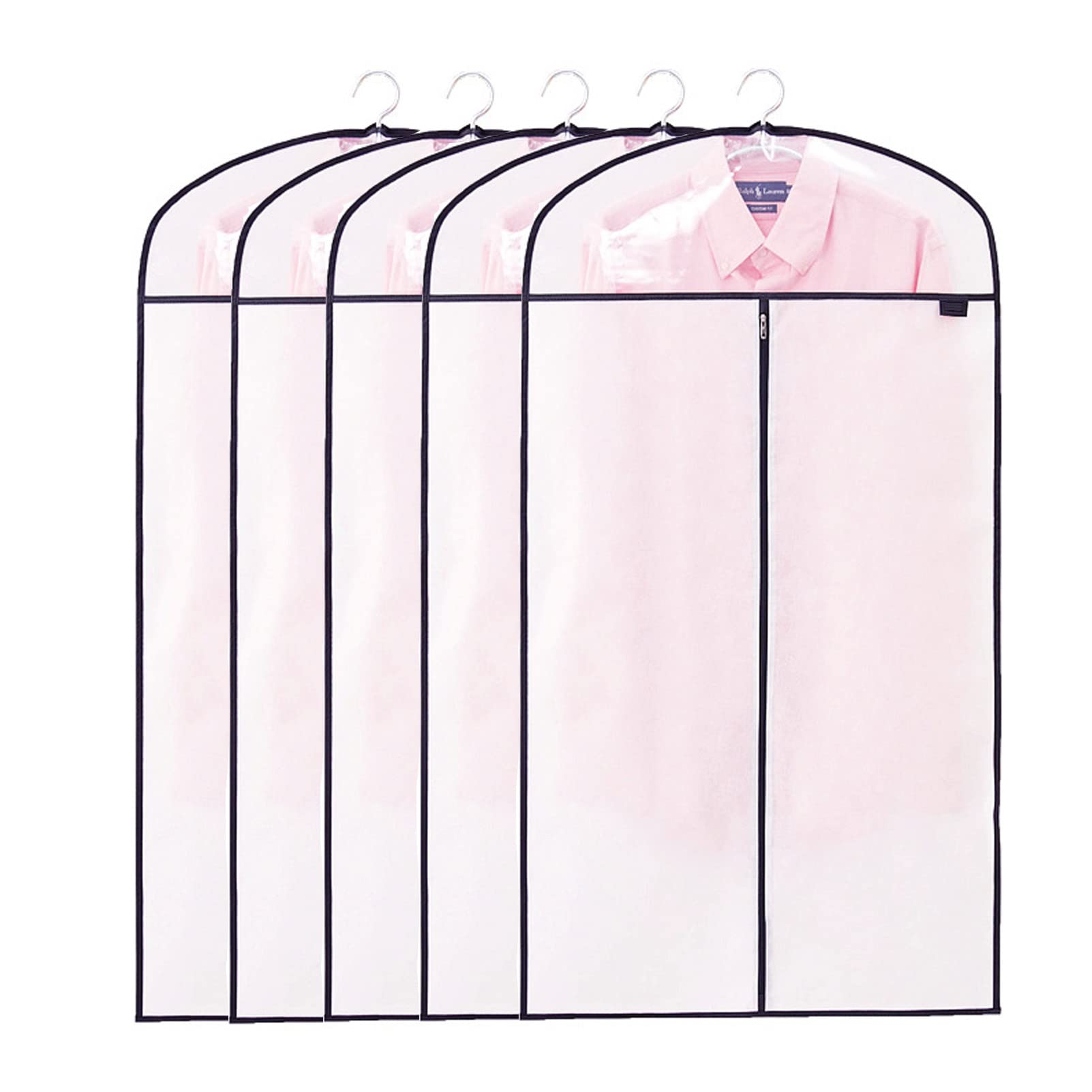 Bolsas largas para ropa, bolsas transpirables para guardar ropa, fundas para vesvestidos largos, bolsas para trajes con cremallera para abrigos de disfraces, White-130x60cm (Blanco 130x60cm)