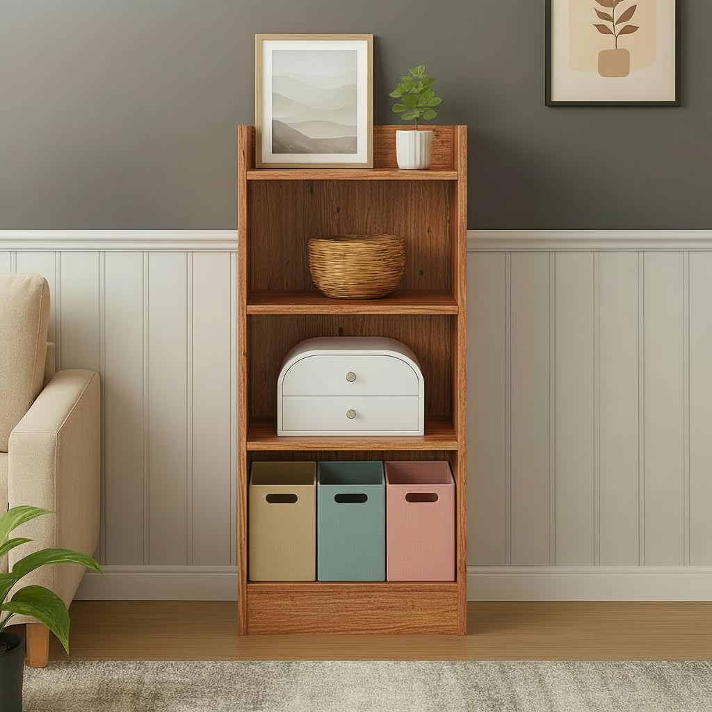FURLAY HexaShelf: 6-Layer Engineered Wood Bookshelf & Storage Rack - Multipurpose DIY Home Decor Organizer for Living Room, Kitchen, Bedroom, Office (Woodland, 4 Tier)-image-12
