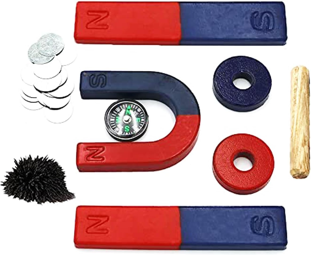 Physics Science Magnets Kit for Education Science Experiment Tools Icluding Bar/Ring/Horseshoe/Compass Magnets