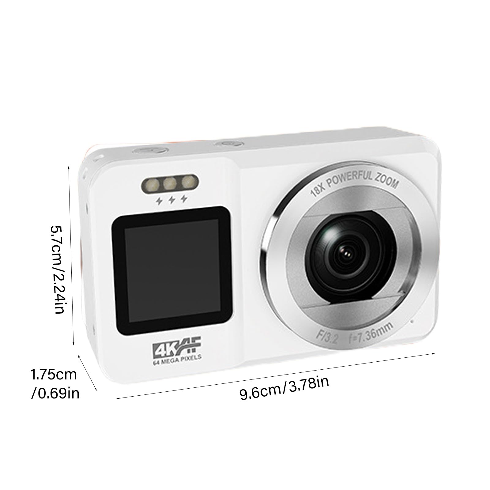 Fotocamera digitale a doppio schermo 4K UHD 64MP con 18X Design compatto e portatile per studenti Adolescenti Principianti Compatta fotocamera per studenti