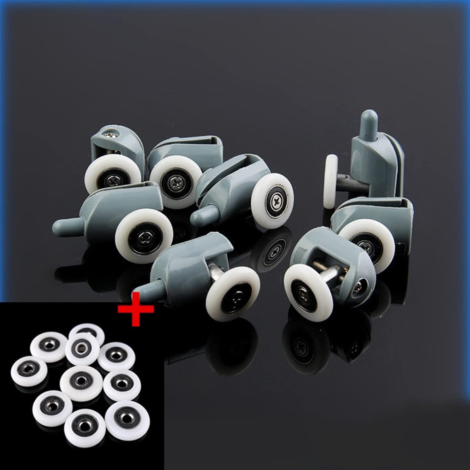Diameter19 20 23 25 27mm Shower Door Rollers Runners Wheels Shower Room Pulley Replacement 4top +4bottom 8pcs (Color : M102-8pcs S260-8pcs, Size : 23MM_6MM)