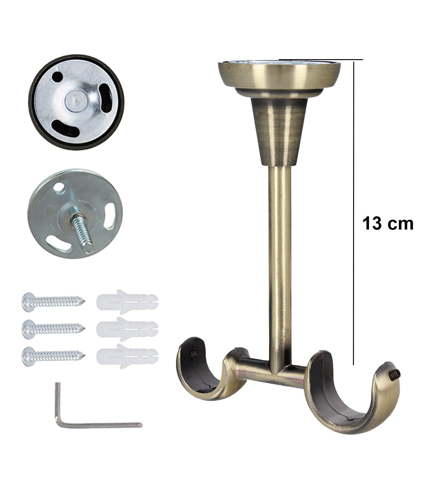 Sento Ø 25/19 mm Tringle à Rideaux Fixation Plafond Laiton Antique 320 cm Albana