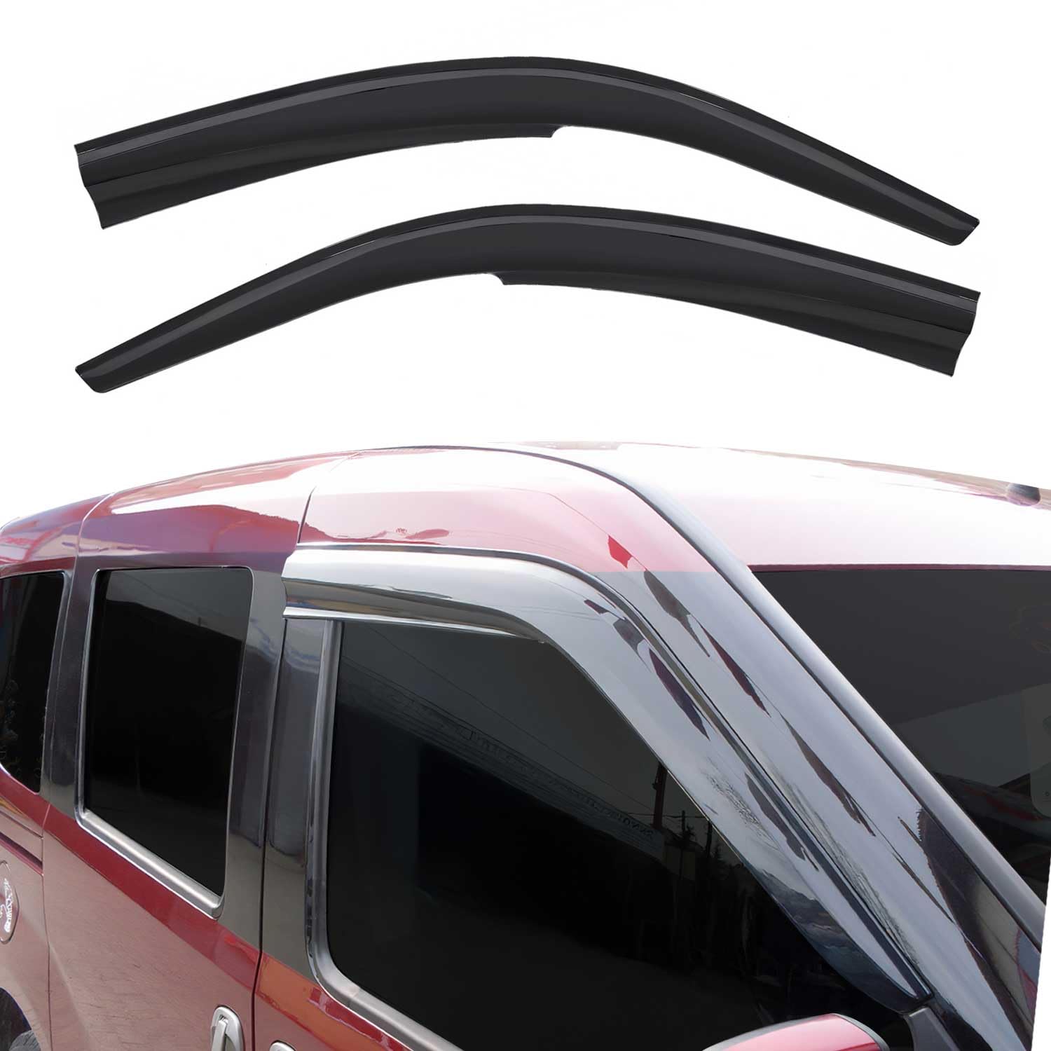 Lot de 2 déflecteurs de vent et de pluie compatibles avec Renault Kangoo 1998-2007 en acrylique foncé
