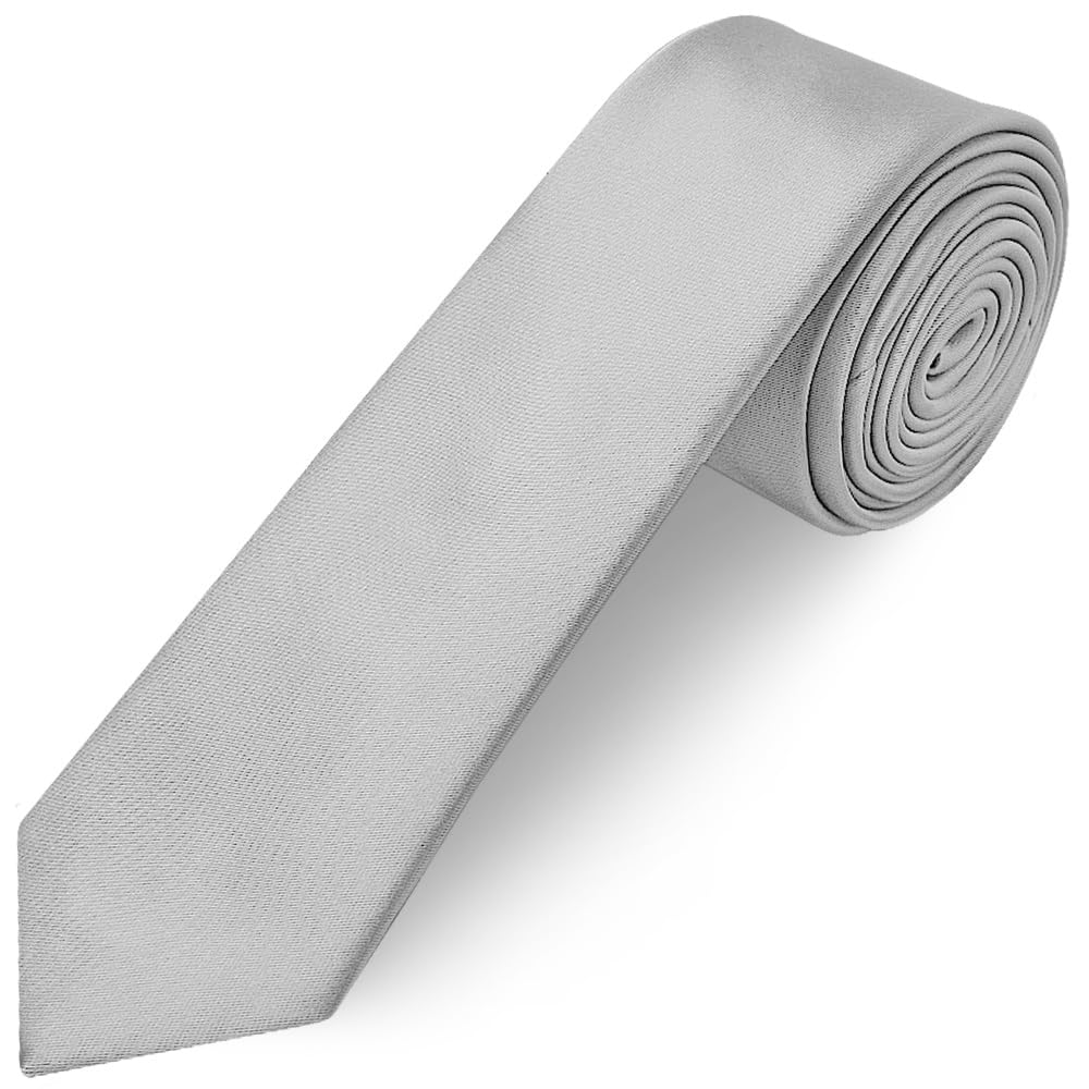 Ties R Us Boys Silver Satin Skinny Tie