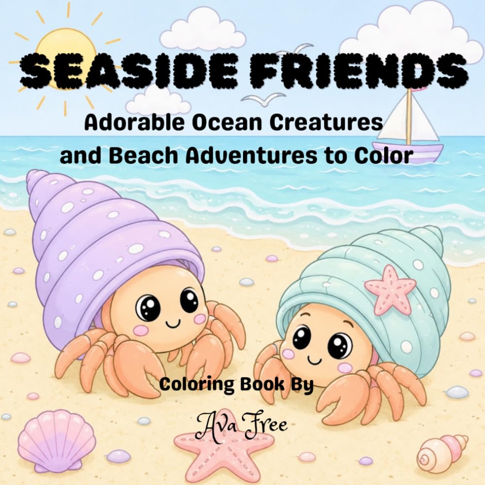 SEASIDE FRIENDS: Adorable Ocean Creatures and Beach Adventures to Color