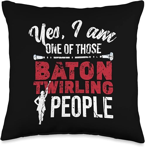 Majorette Twirling Retro Marching Band Funny Tees Yes I Am One of Those Baton People Majorette - Almohada giratoria 16 x 16 pulgadas multicolor