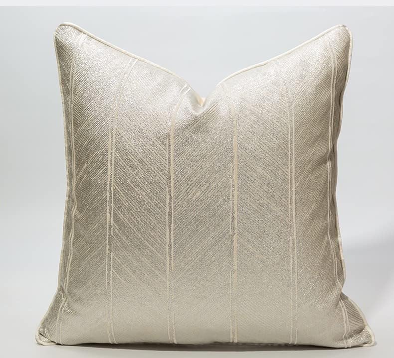 Miniatura 1 de Lently Funda de cojín cuadrada de alta precisión jacquard moderna para sofá, decoración del hogar, 18 x 18 pulgadas (rayas beige)