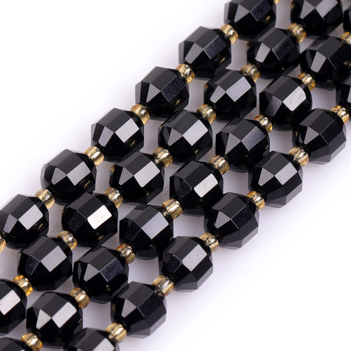 Gem-Inside 8mm Bicone Hand Faceted Genuine Black Agate Beads Natural Stone Beads for Jewelry Making Adults Bulk Full 15" Strand Energy Stone Healing Power Crystal — image 1