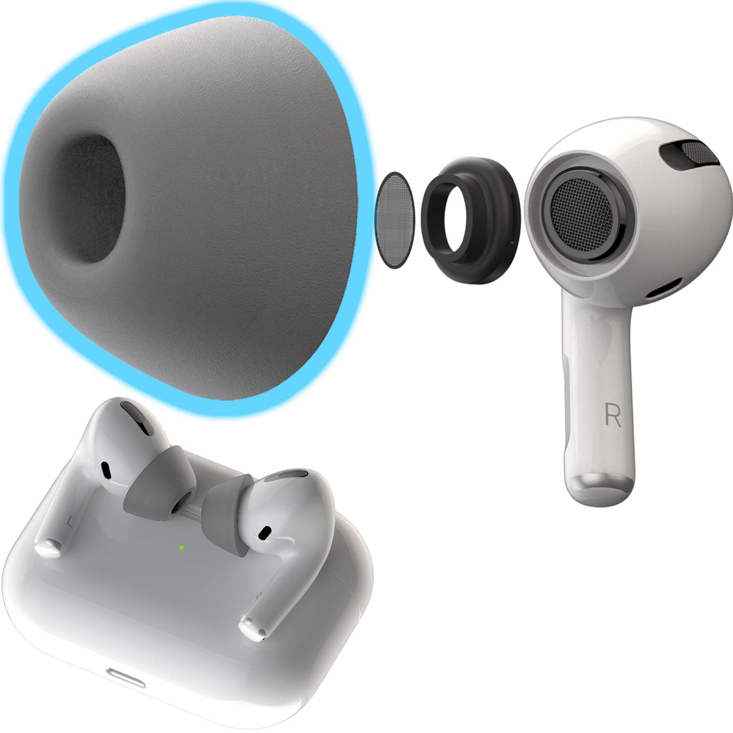 CharJenPro Form Fit: Memory Foam Ear Tips for AirPods Pro. Next Gen. Tips  2.0 as seen Kickstarter. No Silicone Ear tip Pain. Ultra Comfortable  Replacement Ear Tips. (2 Sizes: S/M and M/L,
