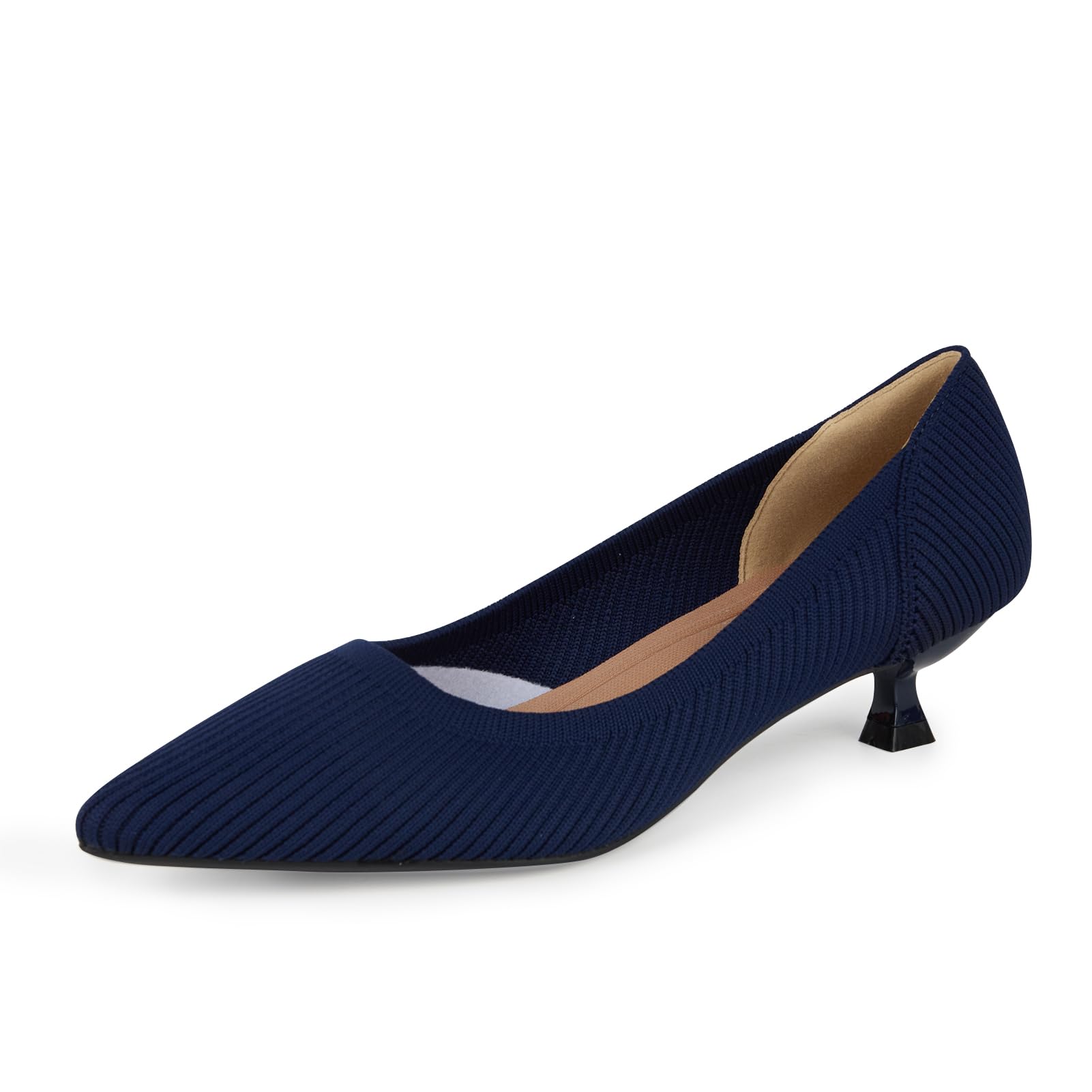 YEOJOU Heels for Women Knit Pointed Toe Women Pump Shoes Low Heel Comfort Womens Dress Shoes Work Office Size 7 - Size 10
