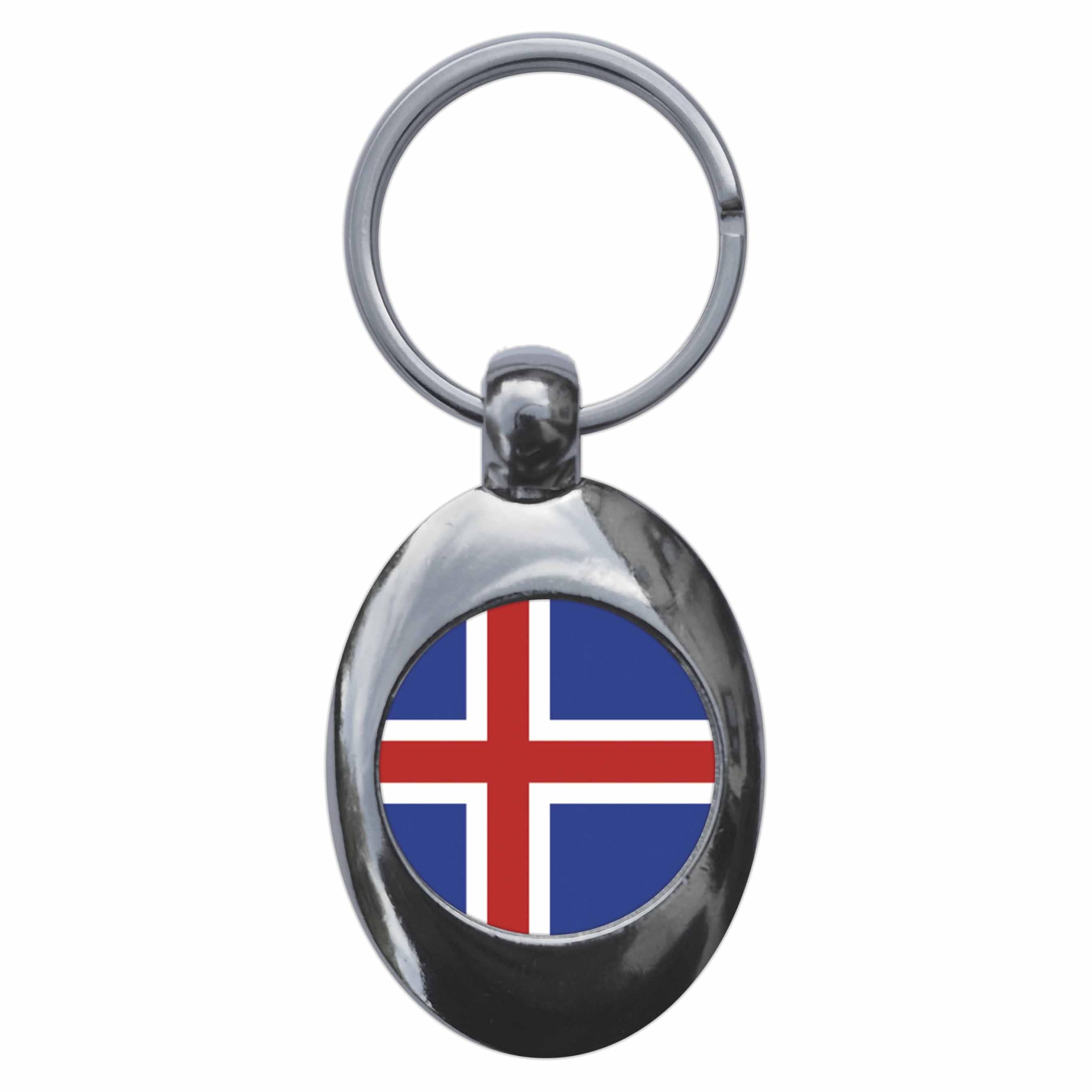 Ozorath Iceland National Flag Keyring Keychain Key Ring Chain With Trolley Coin