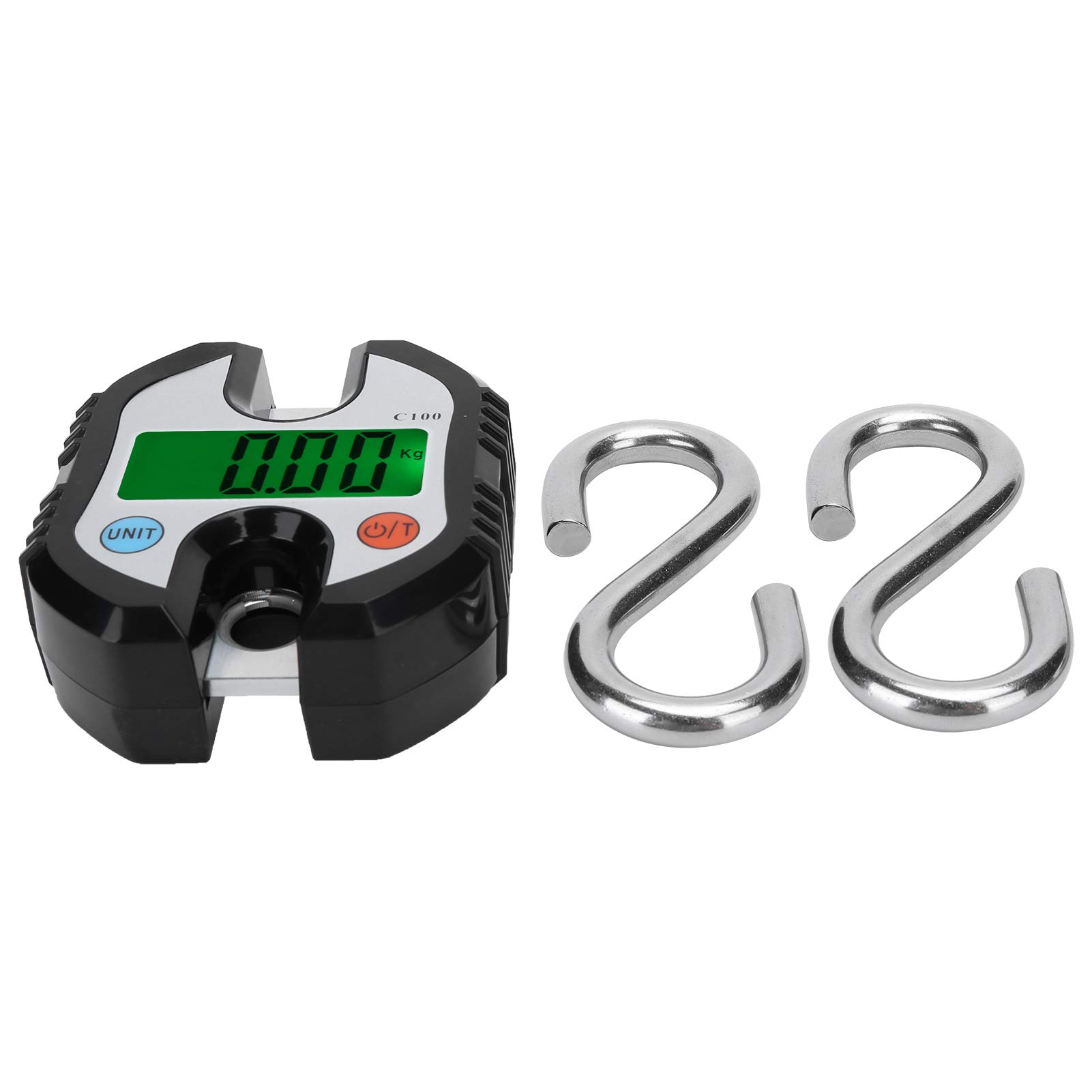 Báscula de grúa digital de 150 kg, peso de gancho colgante electrónico LCD, báscula industrial resistente para equipaje, pesca, acero inoxidable, ABS, negro, 230 mm