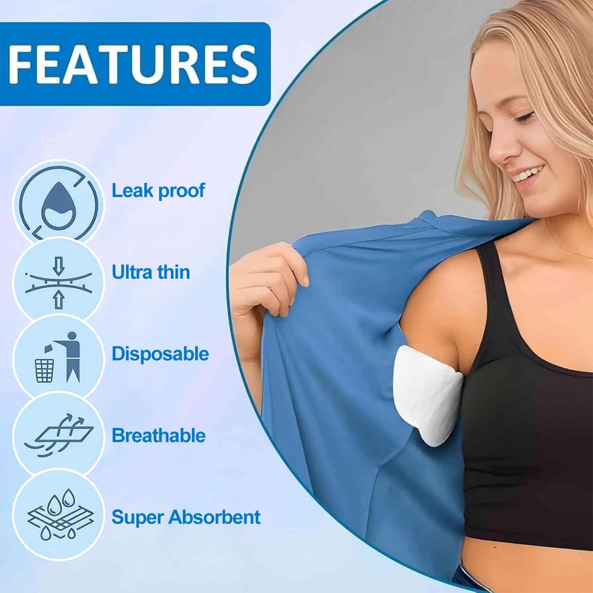 80 Pieza Almohadillas Sudor Axilas Absorción, Almohadilla Axila Autoadhesiva, Parches Sudor Axilas Desechables Absorción Sudor y Eliminar Olor Hombres y Mujeres