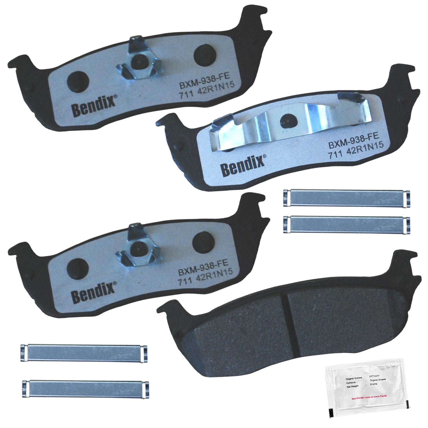 Bendix Fleet Metlok MKD711FM Semi-Metallic Rear Brake Pads for Select Models Ford Expedition, F-150, F-150 Heritage, F-250, Lobo, Lincoln Blackwood, Navigator, Town Car