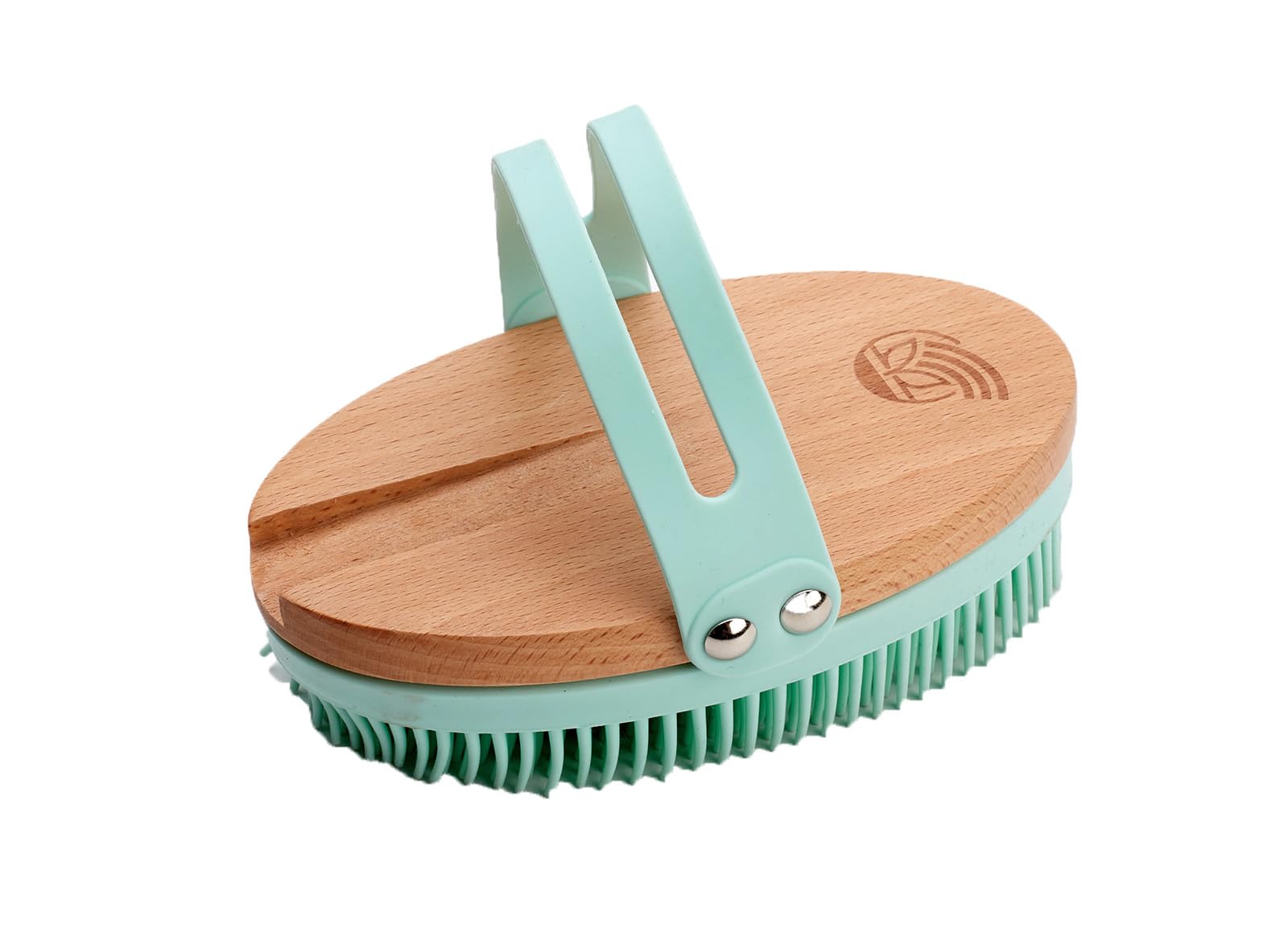 Bodylife Home Long Handle Silicone Back Scrubber For Shower & Bath With Detachable Beechwood Handle Blue - Image 3