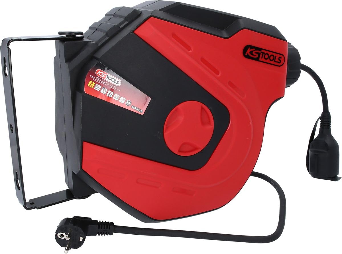 KS Tools 150.4217 Enrollacables de taller, 15m, 1,5mm²