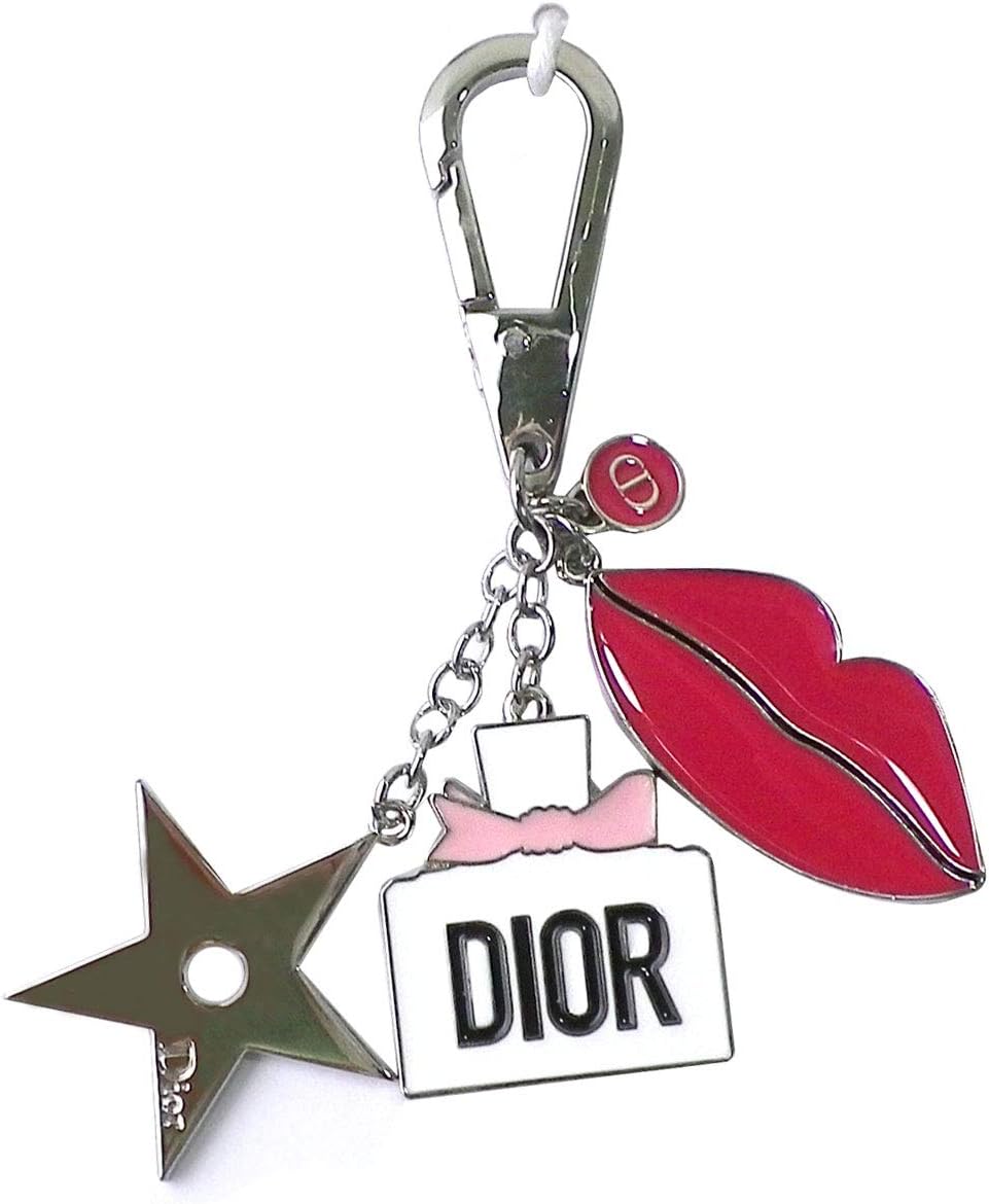 [Dior] Dior バックチャーム キーリング キーホルダー アクセサリー ストラップ ロゴチャーム リップ シルバー ピンク CD スター シルバー