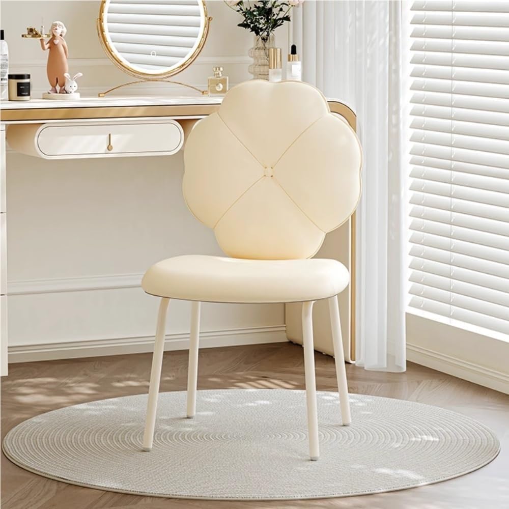 Silla giratoria tapizada con respaldo cómodo para sala de estar blanca