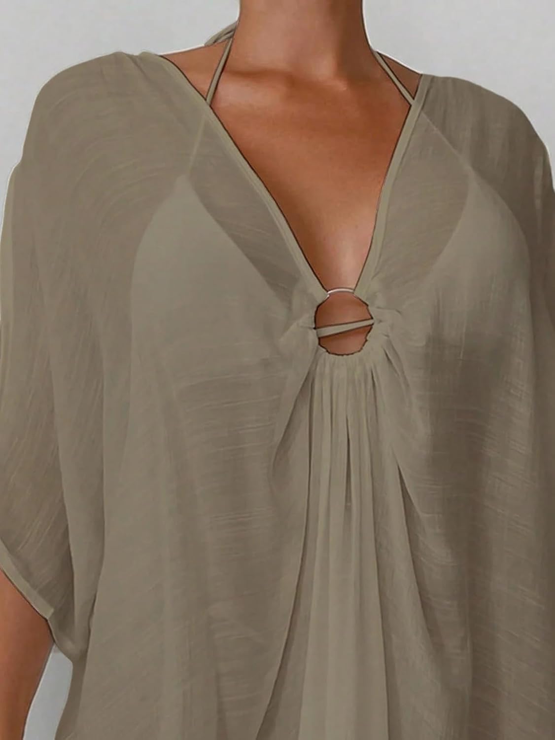 Women's Loose Elegant Batwing Sleeve Dress For Summer Beach cover ups for swimwear