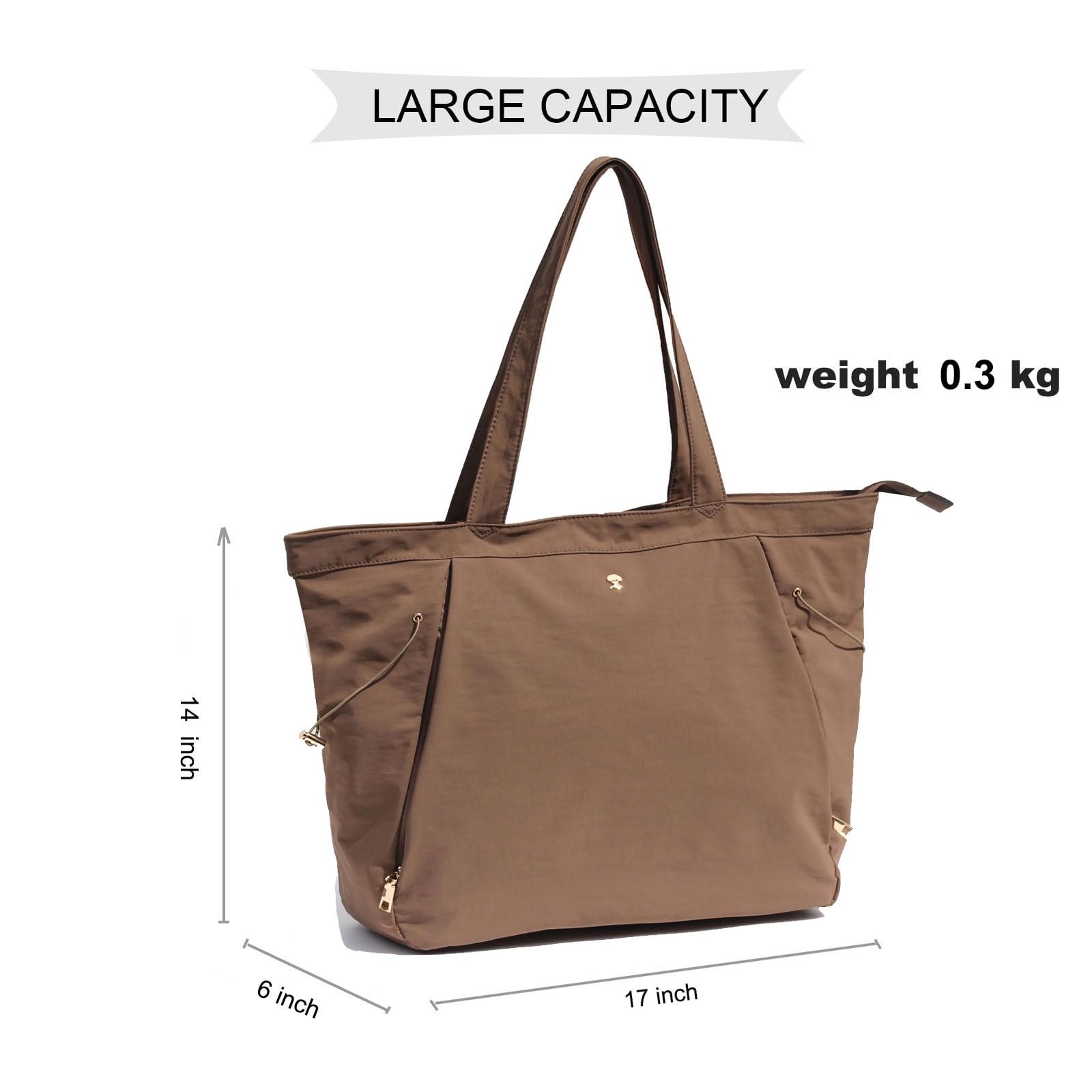 Yoga Tote Bag for Women Shoulder Bags Drawstring for Office Workout Travel Carryall Pilates Gym and Beach (Coffee)