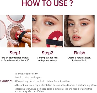 Cushion Foundation - Korean Semi-Matte Waterproof Air Cushion | 72-Hour Longwear Moisturizing Formula for Mature Skin (21N, 18g)