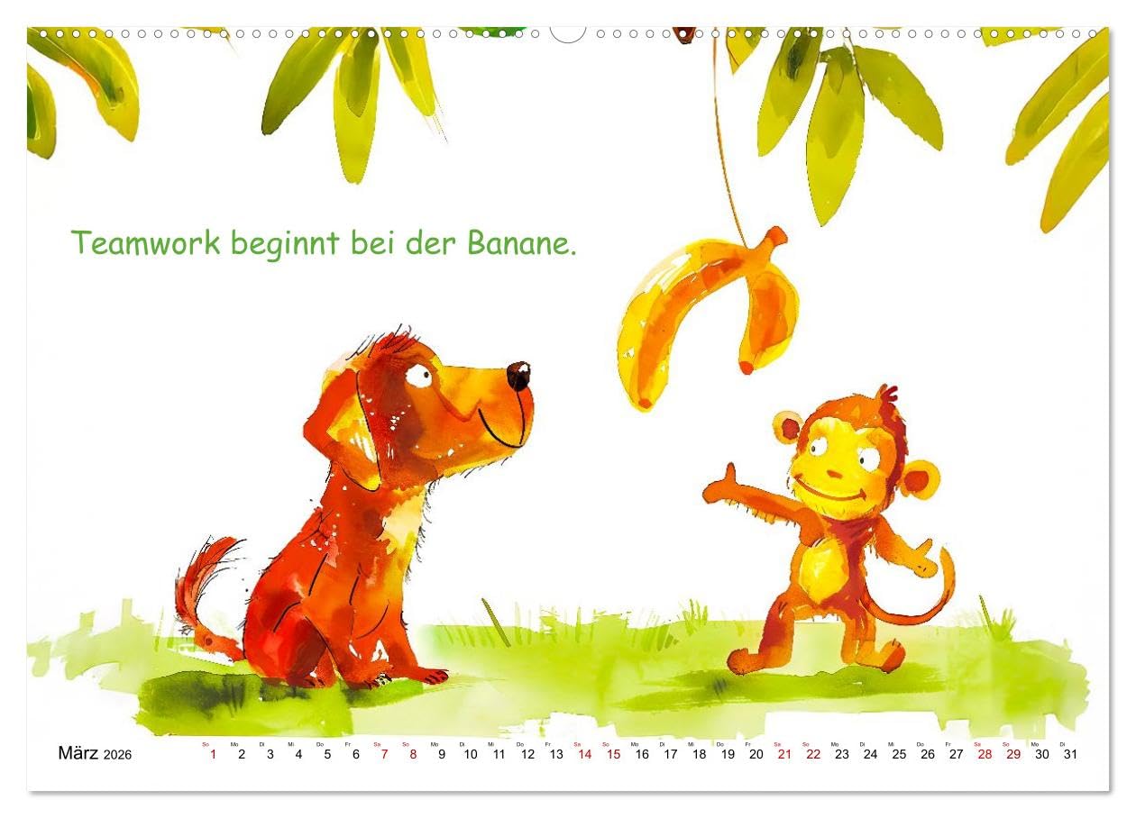 Vier Pfoten, viele Sprüche - Lustige Weisheiten mit Hund (hochwertiger Premium Wandkalender 2026 DIN A2 quer), Kunstdruck in Hochglanz: Der tierisch ... Charme, Humor und Herz! (CALVENDO Spass)