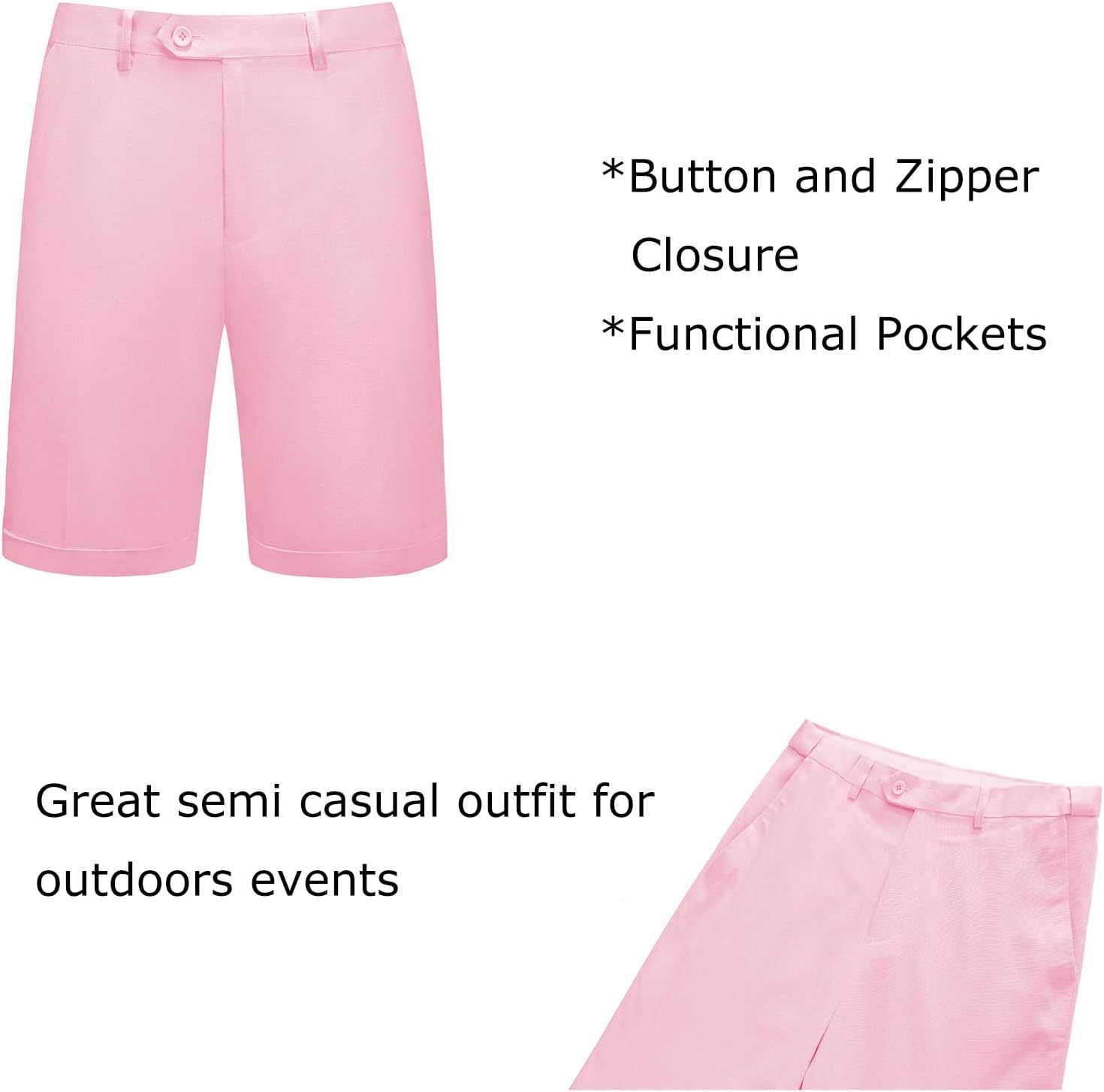 UNINUKOO Men's Linen Suit 2 Piece Vest and Shorts Suits for Men Summer Beach Weddings Set Dress Casual Party Tuxedo Suit Set - Image 5