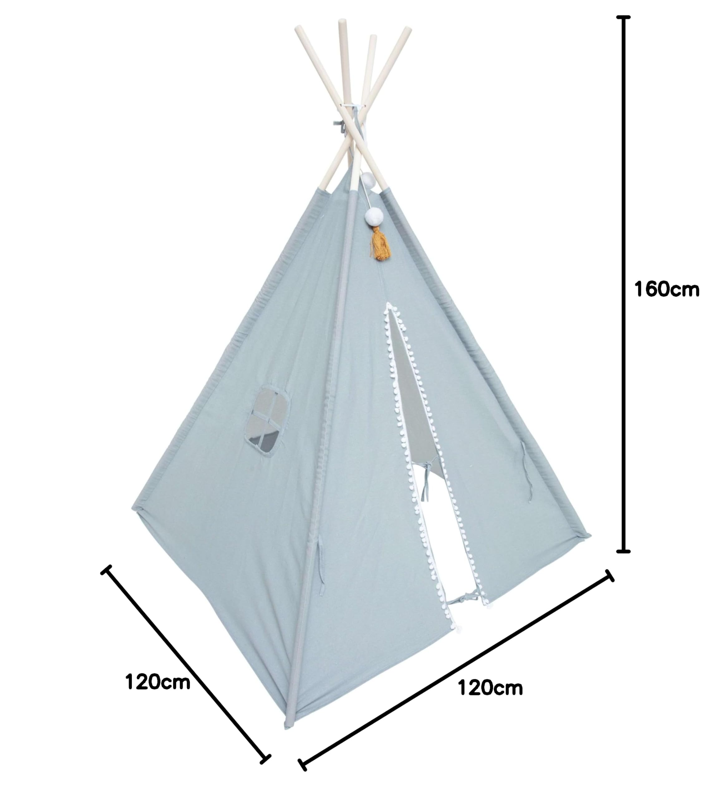 Miroytengo Tipi Infantil Wapi Azul 120 cm - Enrollable y portátil, en Poliéster y Algodón Tienda Campaña Infantil