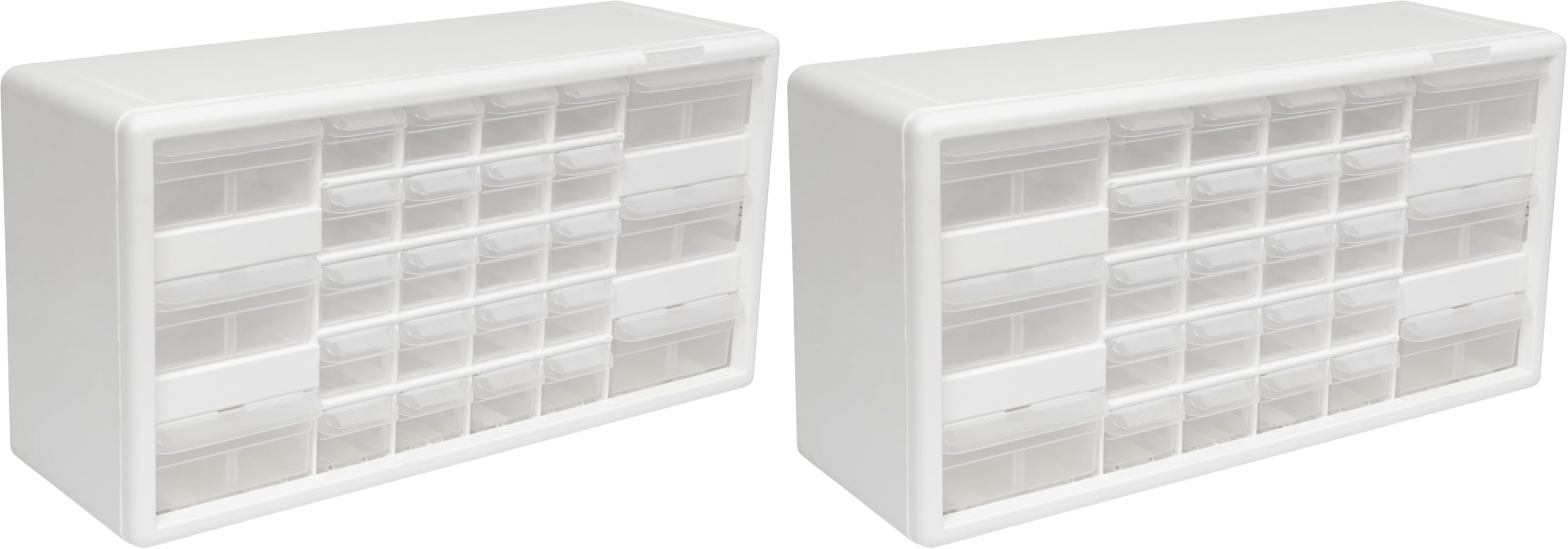 Akro-Mils 26-Drawer Plastic Drawer Storage Cabinet for Garage Organization, Bead Organizer, Building Bricks Storage, Teacher Toolbox, Makeup Organizer, 20-Inch W x 6-Inch D x 10-Inch H, 10124 White