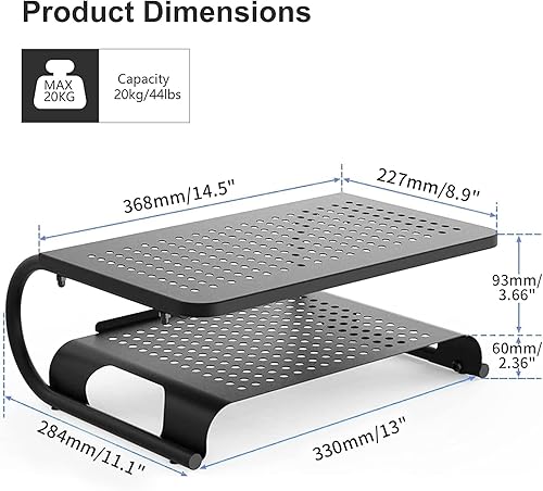 Miniatura 5 de suptek Soporte elevador para monitor para computadora, laptop, impresora, cuaderno y todas las pantallas planas con plataforma de metal ventilada y