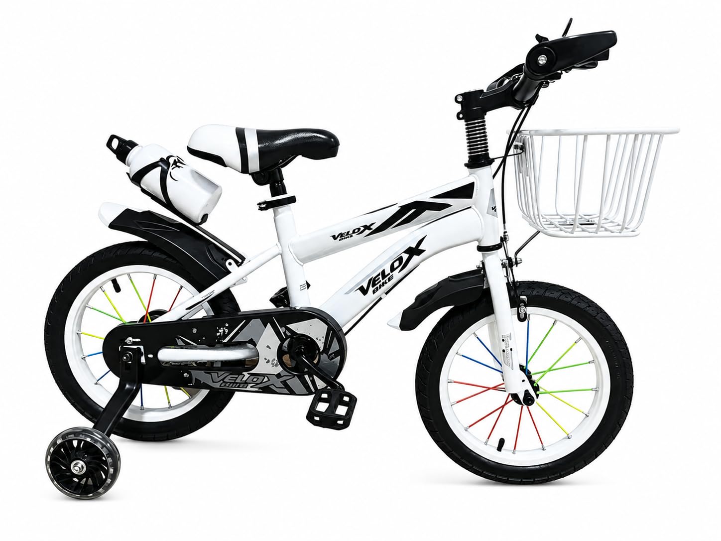 selling united Kids Bike with Removable Light-Up Training Wheels, 12/14/16/18 Inch Children’s Bicycle, Adjustable Sport Bike 2-12 Years Old, Front Basket, Bottle, Bell & Tool Kit (White, 18 inch)