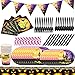 Produktbild Halloween Tableware, BESTZY92 Stück Gebutstag Party Set Einweg Geschirr Set Geschirr Party Dekoration Mottoparty Horror mit Tischdecken, Servietten, Tellern, Bechern, Messern, Gabeln und Löffeln