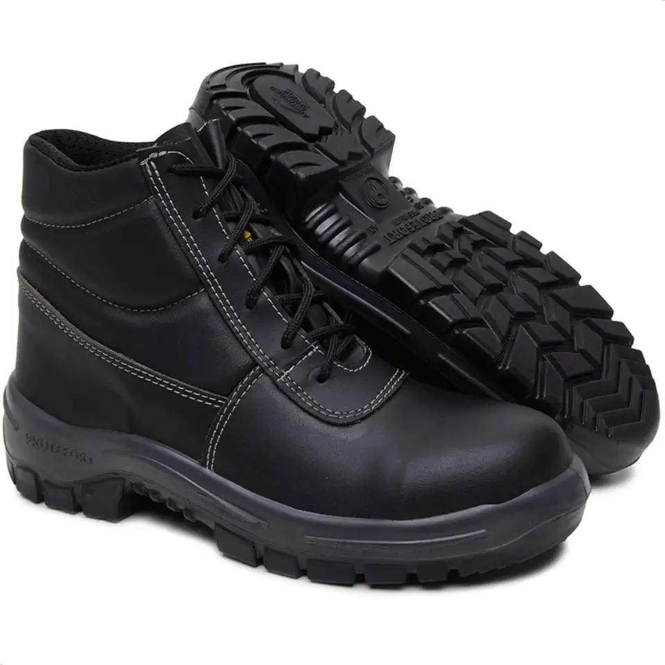 Bota Botina Segurança Eletricista Leve De Microfibra Preta