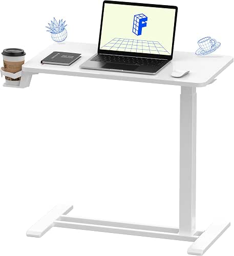 FLEXISPOT H7 Adjustable Overbed Bedside Table with Wheels Pneumatic Mobile