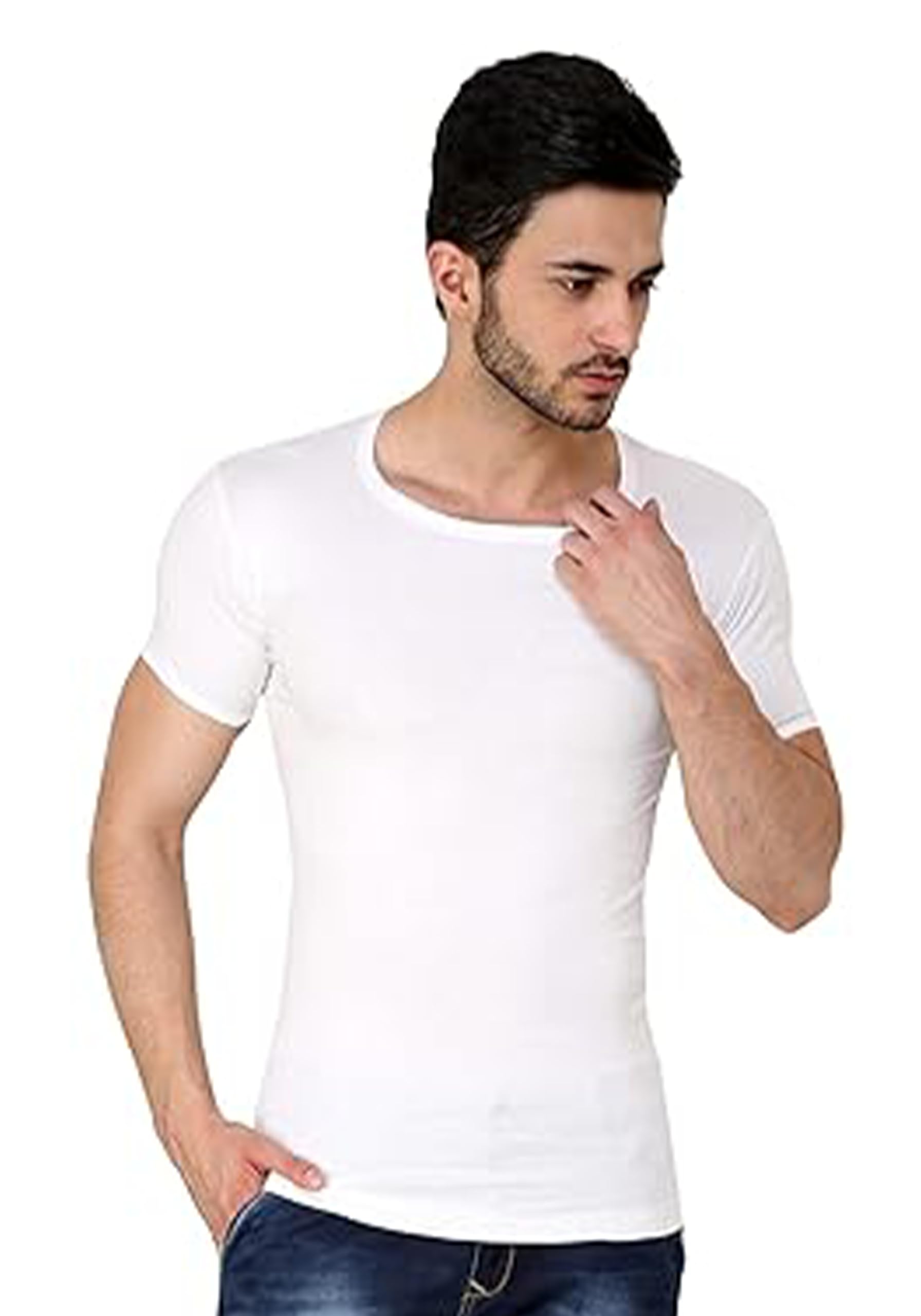 prince Youngman Round Neck with Half Sleeve Cotton Vest Combo for Men, 100% Combed Cotton - Stretchable & Breathable - Comfortable Fit - Ideal Summer Innerwear White-picture-13