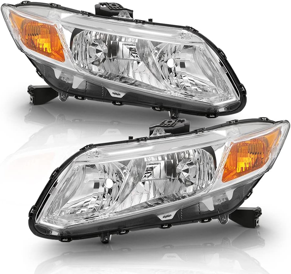 ACANII - For 2012 2013 2014 2015 Honda Civic Sedan 12-13 Coupe Headlights Chrome Headlamps 12-15 Driver + Passenger Side