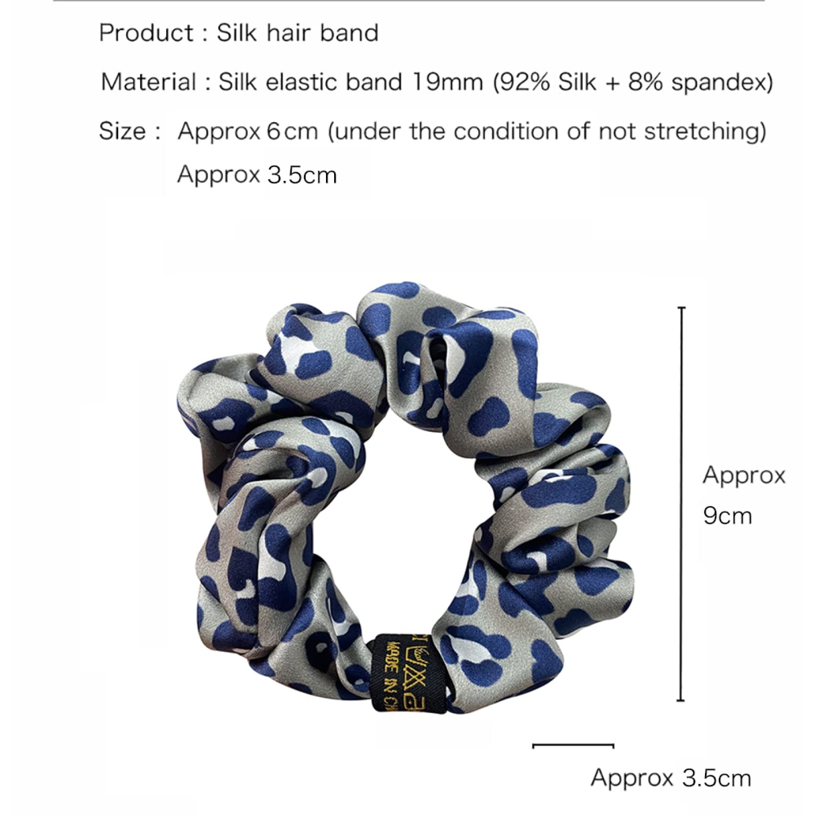 Pure Stain Silk elastyczna gumka do włosów Solid Leopard 3.5cm Scrunchies Scrunchie dla kobiet damskie gumki do włosów, pomarańczowy (niebieski)
