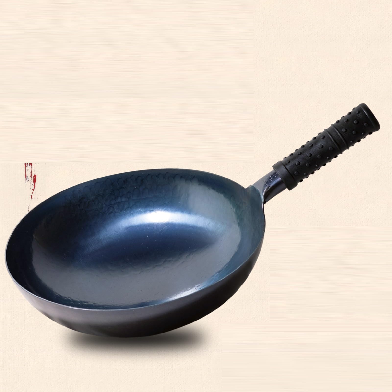 Genérico Wok, De Cocina Grande, Hierro Con Tapa Madera, Sartén Antiadherente Previamente Sazonada For Y Uso En Exteriores(30cm)