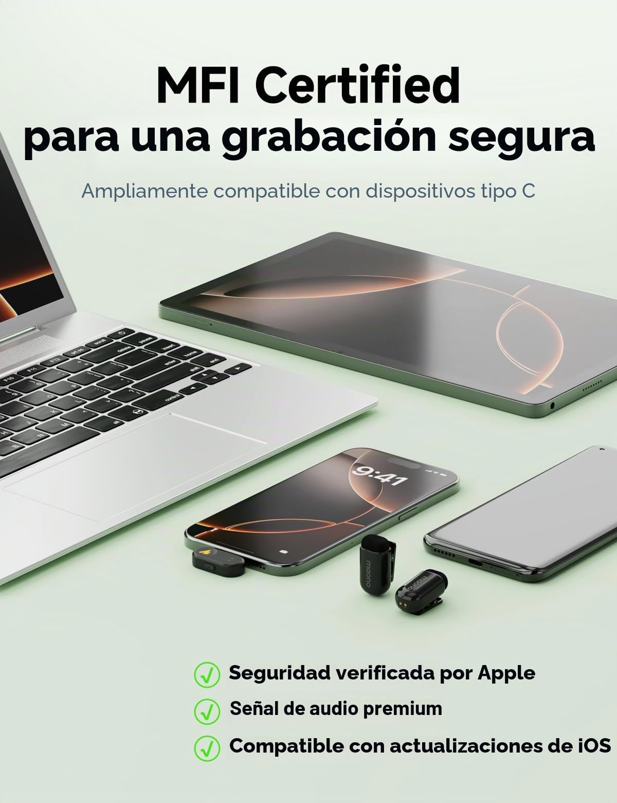 MAONO Wave T1 Mini micrófono inalámbrico para iPhone 16/15, Android, Tablet y PC, con USB-C, cancelación de Ruido, Voz AI y Estuche de Carga 30 h – micrófono de Solapa para vídeos, TikTok y Youtube