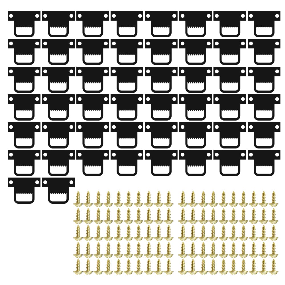 HLIWS 50 Pcs 32mm x 22mm Picture Hangers,Double Hole with Screws,Iron Wall Mount Metal Picture Hook,for Hanging Photo Board Picture Frame